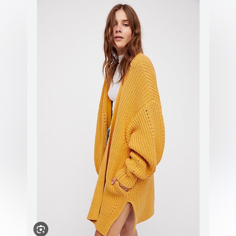 Free People Nightengale Cardi, size small in golden yellow
